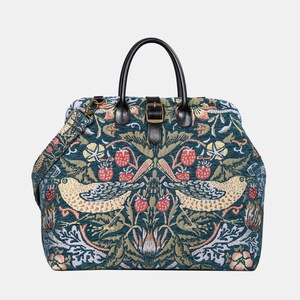 Handcrafted Mary Poppins Bag-Carpet Weekender-Carpet Travel Bag-Duffel Bag-William Morris Strawberry Thief