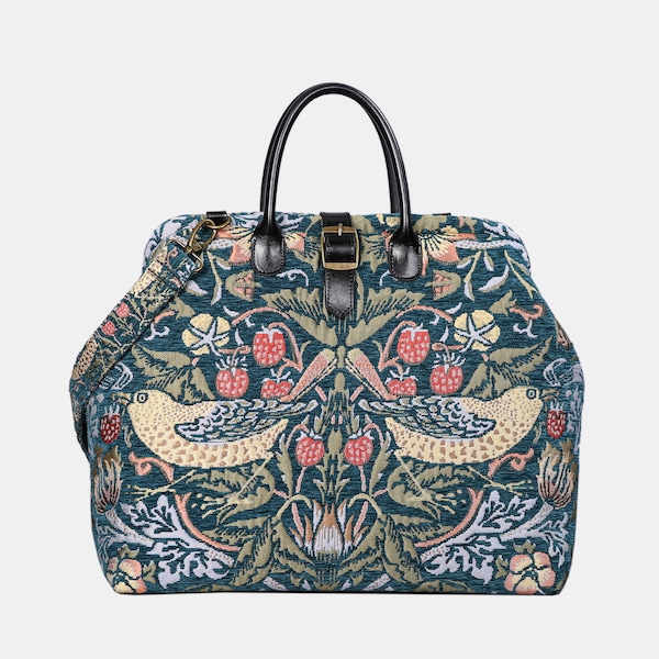 Handgefertigte Mary Poppins Tasche-Teppich Weekender-Teppich Reisetasche-Seesack-William Morris Strawberry Thief