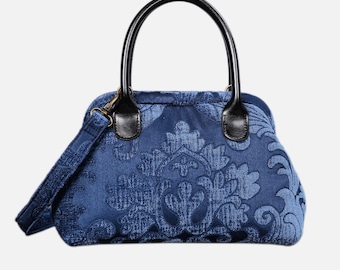 Carpet Satchel-Mary Poppins Carpet Bag-Everyday Carry Crossbody Bag-Queen Royal Blue