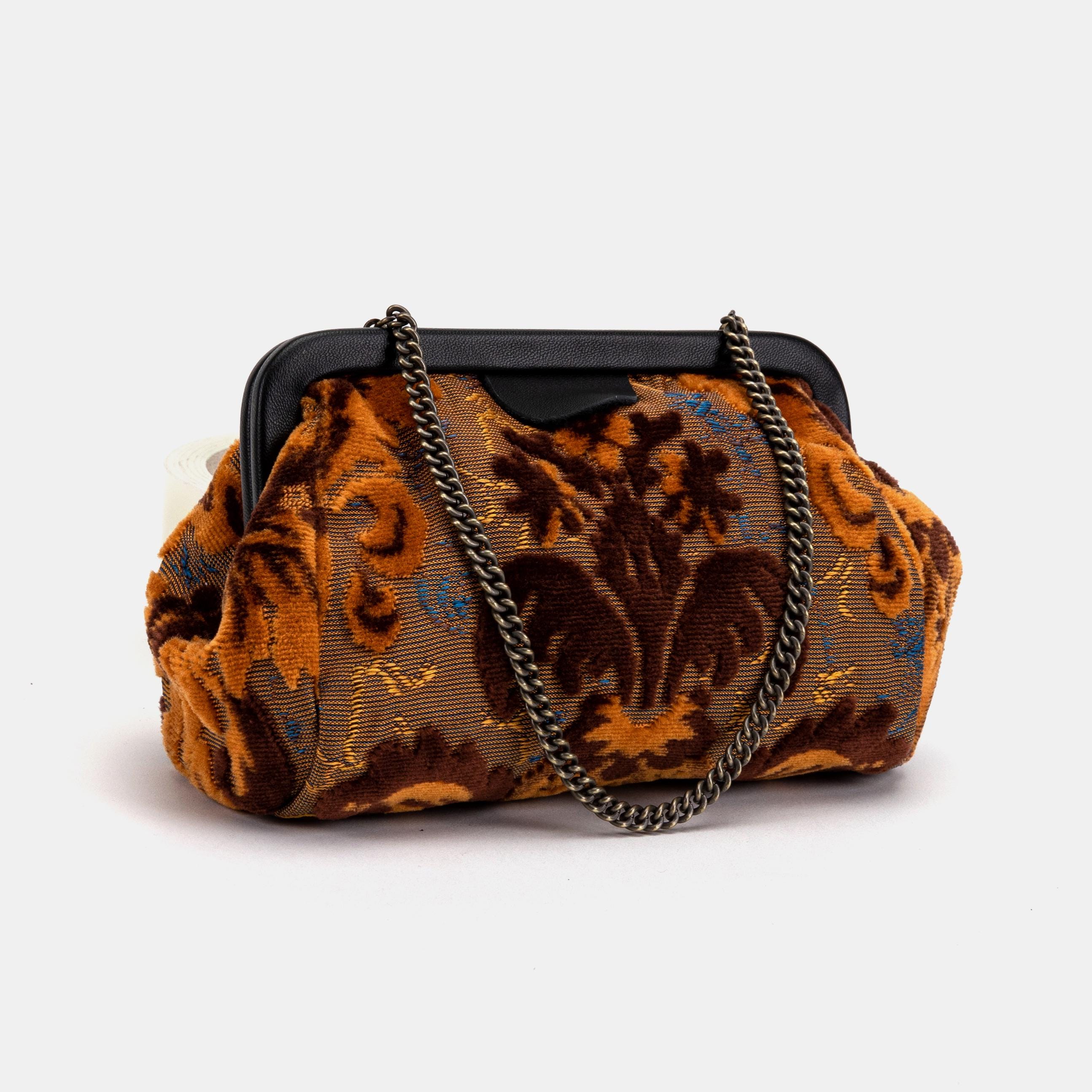 Handsewn Carpet Clutch-vintage Evening Bag-frame Bag-chain Purse