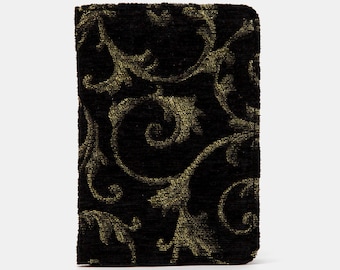 Gepersonaliseerde tapijtpaspoortomslag-vintage paspoortetui - tapijtpaspoortorganizer-reispaspoorthouder-vintage scroll zwart groen