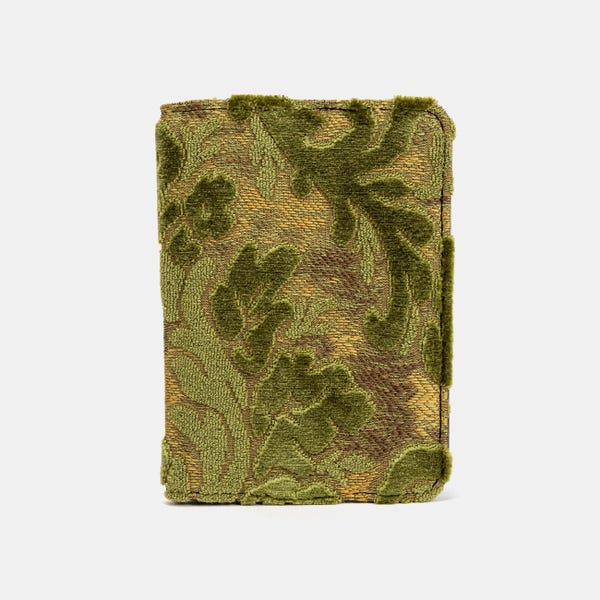 Personalized Cut Velvet Passport Cover-Vintage Passport Case -Tapestry Passport Organizer-Travel Passport Holder-Velvet Fern Green
