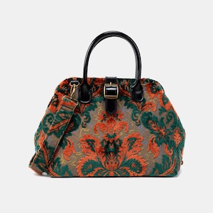 Sac à main en tapis cousu main-Sac pour tapis Mary Poppins-Sac à bandoulière à porter tous les jours-Jade revitalisant en velours dévoré