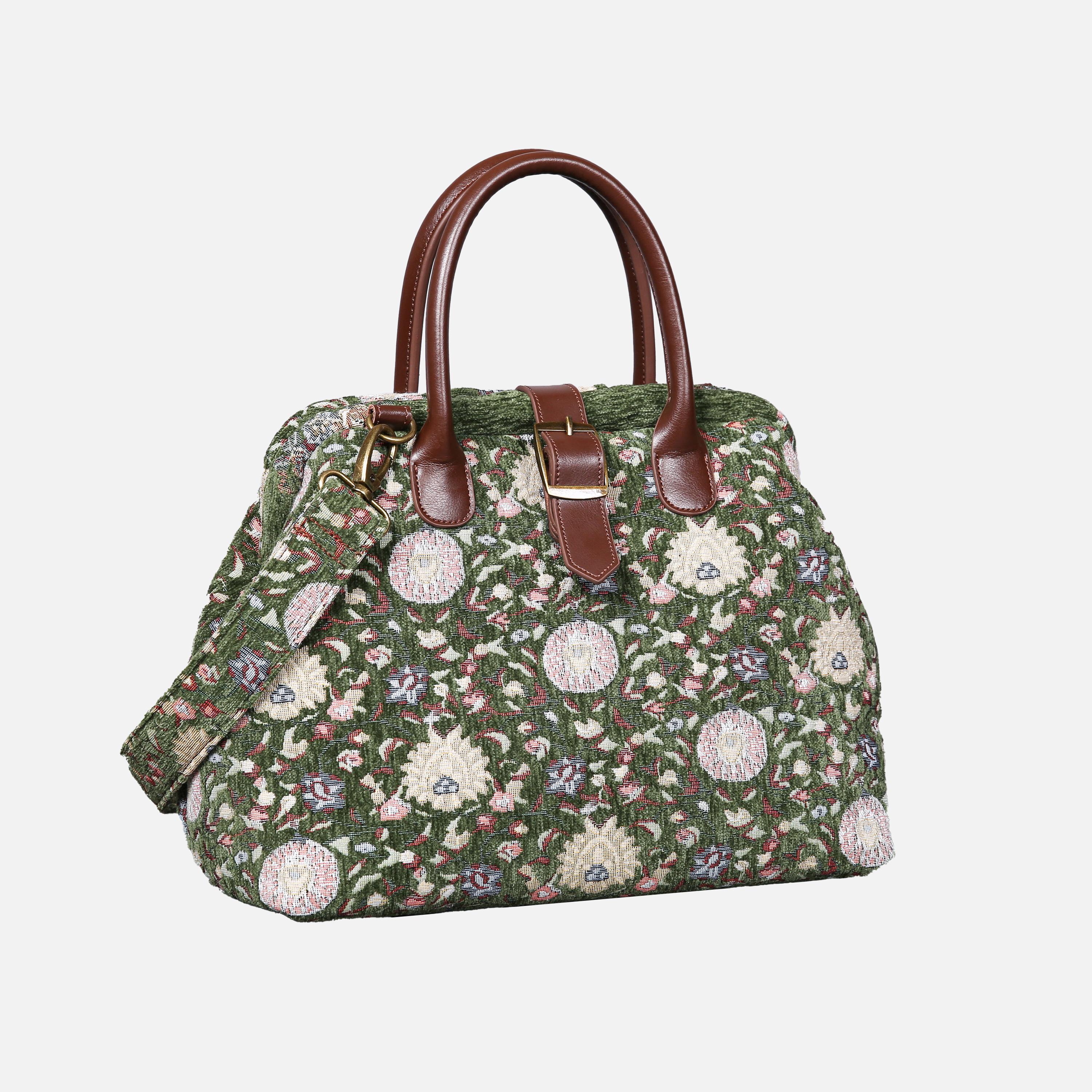 Handsewn Carpet Purse-Mary Poppins Carpet Bag-Everyday Carry Shoulder Bag-Bouquet Arugula
