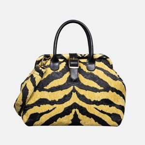 Bolsa de carpete costurada à mão - Bolsa de carpete Mary Poppins - Bolsa de ombro para uso diário - Listra de tigre