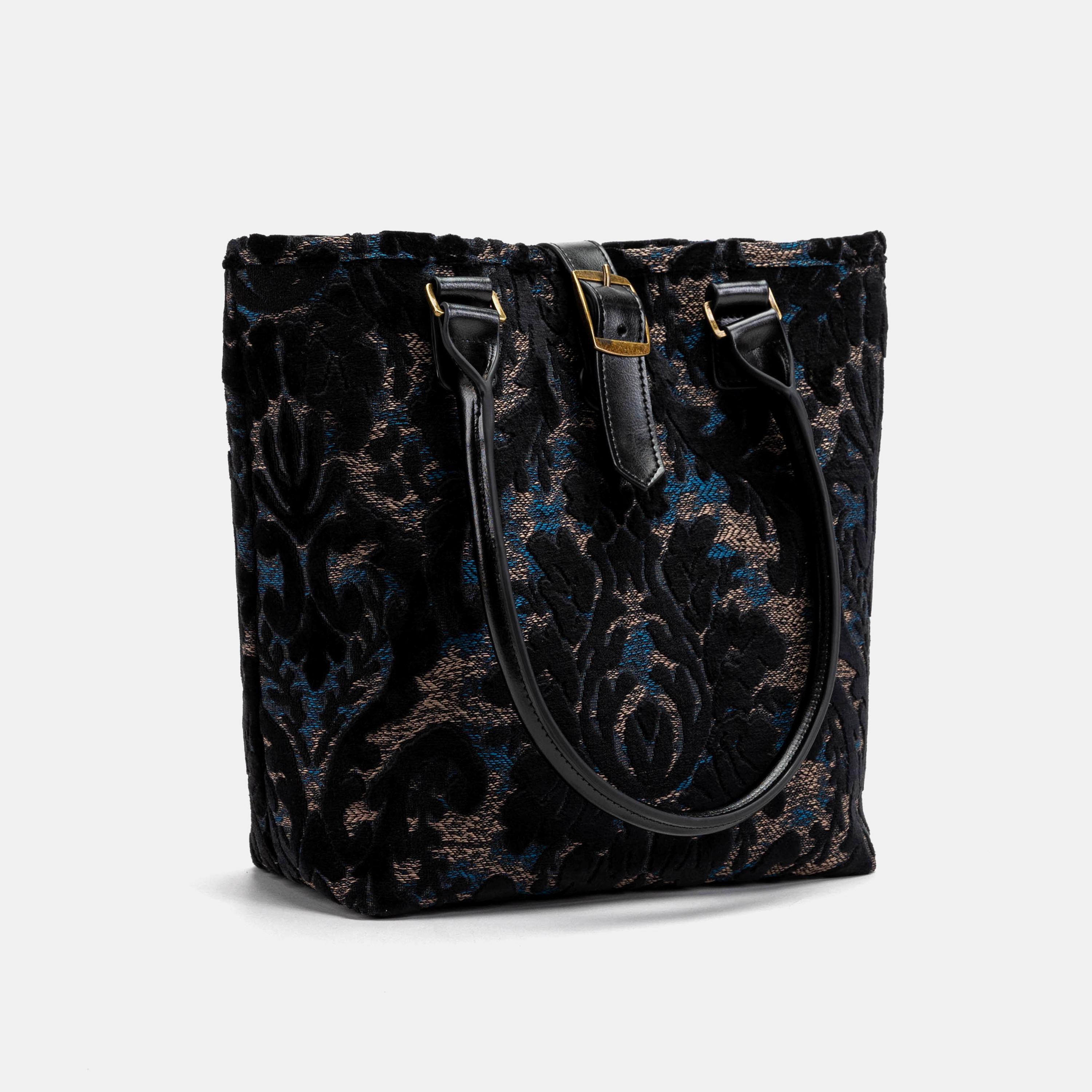 Handgenaaide draagtas tapijt-draagtas-schoudertas- burnout fluweel