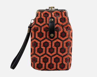 Handsewn Carpet Phone Case Passport Holder-Vintage Double Kiss Lock Phone Bag-Vintage Travel Phone Pouch-&quot;The Shining&quot; Overlook Hotel