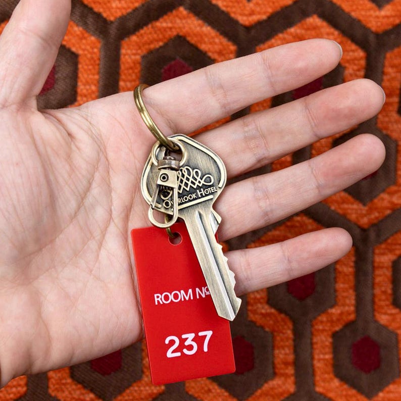 The Shining Overlook Hotel Key Chain Room Number 237 Key Fob Carpet Bag