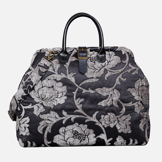 Handgefertigte Mary Poppins Tasche Teppich Weekender Teppich Reisetasche Duffel Bag Floral Brokat Grau Etsy