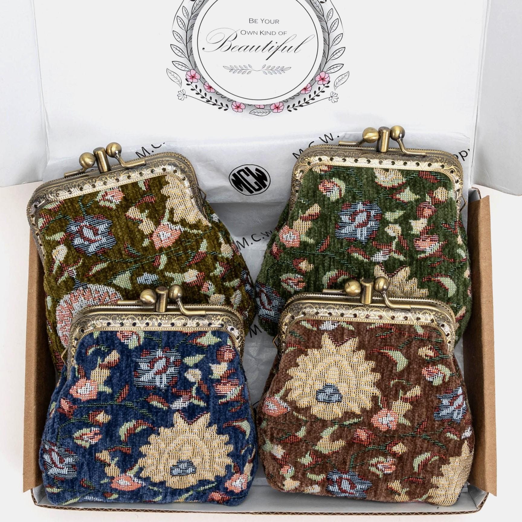 Handsewn Carpet Coin Purse-vintage Double Kiss Lock Wallet-ball