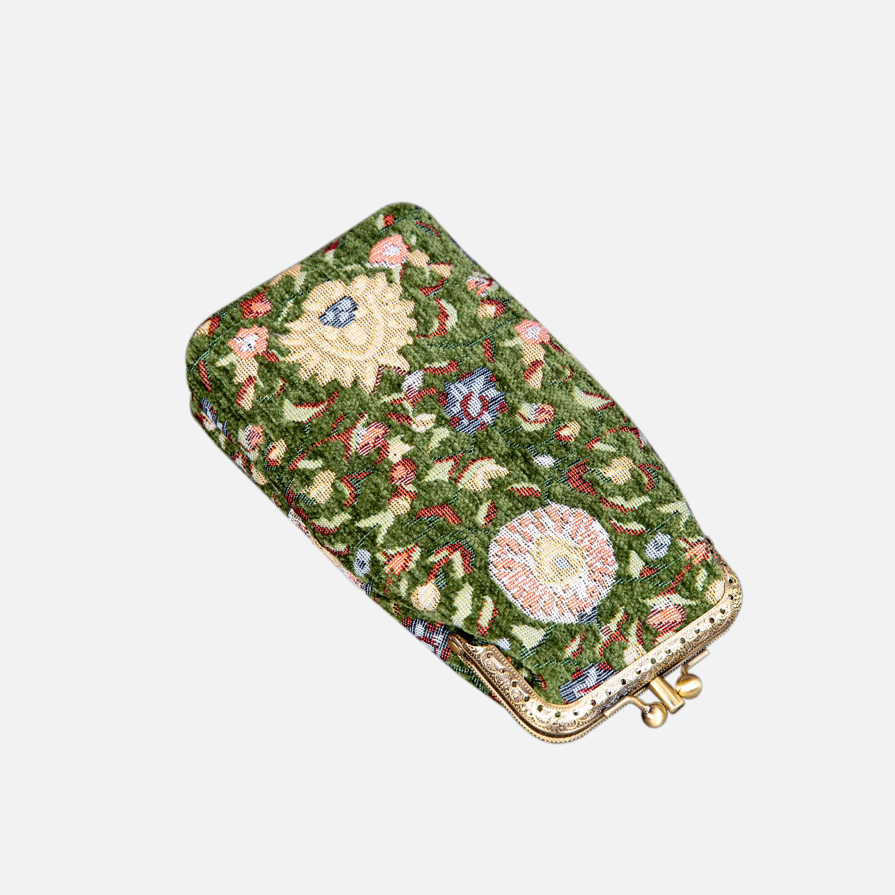 Handsewn Carpet Eyeglasses Case-Vintage Double Kiss Lock Sunglasses Bag-Vintage Sunglasses Pouch-Travel Sunglasses Bag-Oriental Pattern