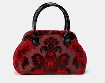Torba dywanowa - Mary Poppins - Torba dywanowa na ramię - Torebka na co dzień - Burnout Velvet Revival Scarlet