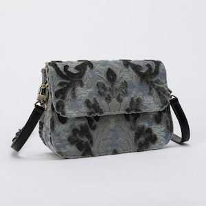 Fabriqué à la main en tapis-sac à bandoulière-sac à bandoulière avec rabat-sac messager-velours Burnout bleu acier