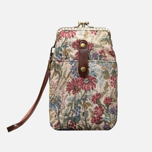Handsewn Carpet Phone Case Passport Holder-Vintage Double Kiss Lock Phone Bag-Vintage Travel Phone Pouch-Spring Valley