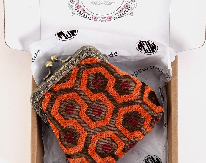 Handsewn Carpet Coin Purse-Vintage Double Kiss Lock Wallet-Ball Snap Clasp Pouch Bag-Bridesmaid gift for -The Shining Overlook Hotel