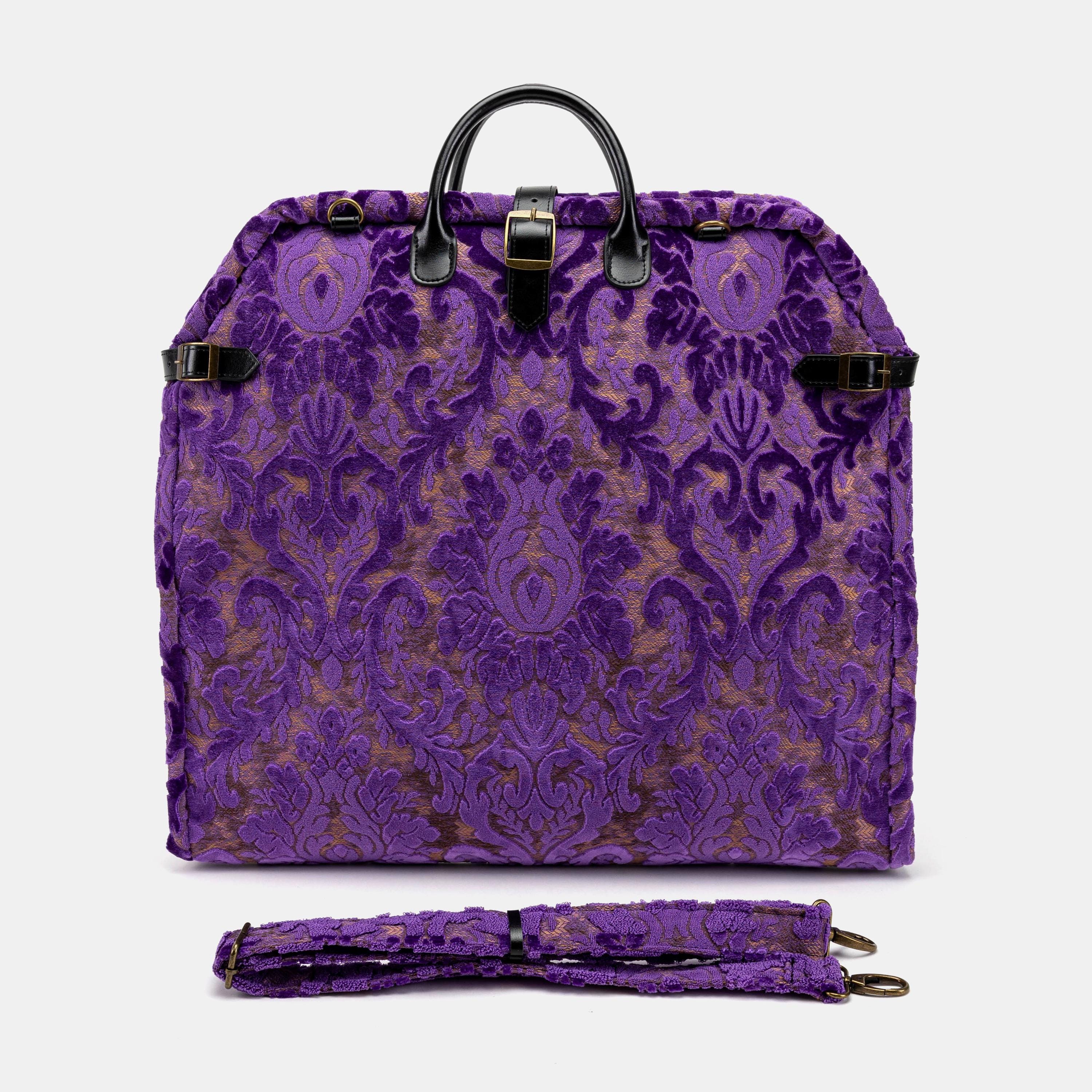 カーペットキャリーオン折りたたみガーメントバッグ - ドレス、スーツ、アクセサリー用のオーガナイザーポケット付きエレガントなトラベルバッグ -  バーンアウトベルベットパープル