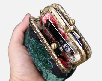 手縫いカーペットコインパース - ヴィンテージダブルキスロック 
