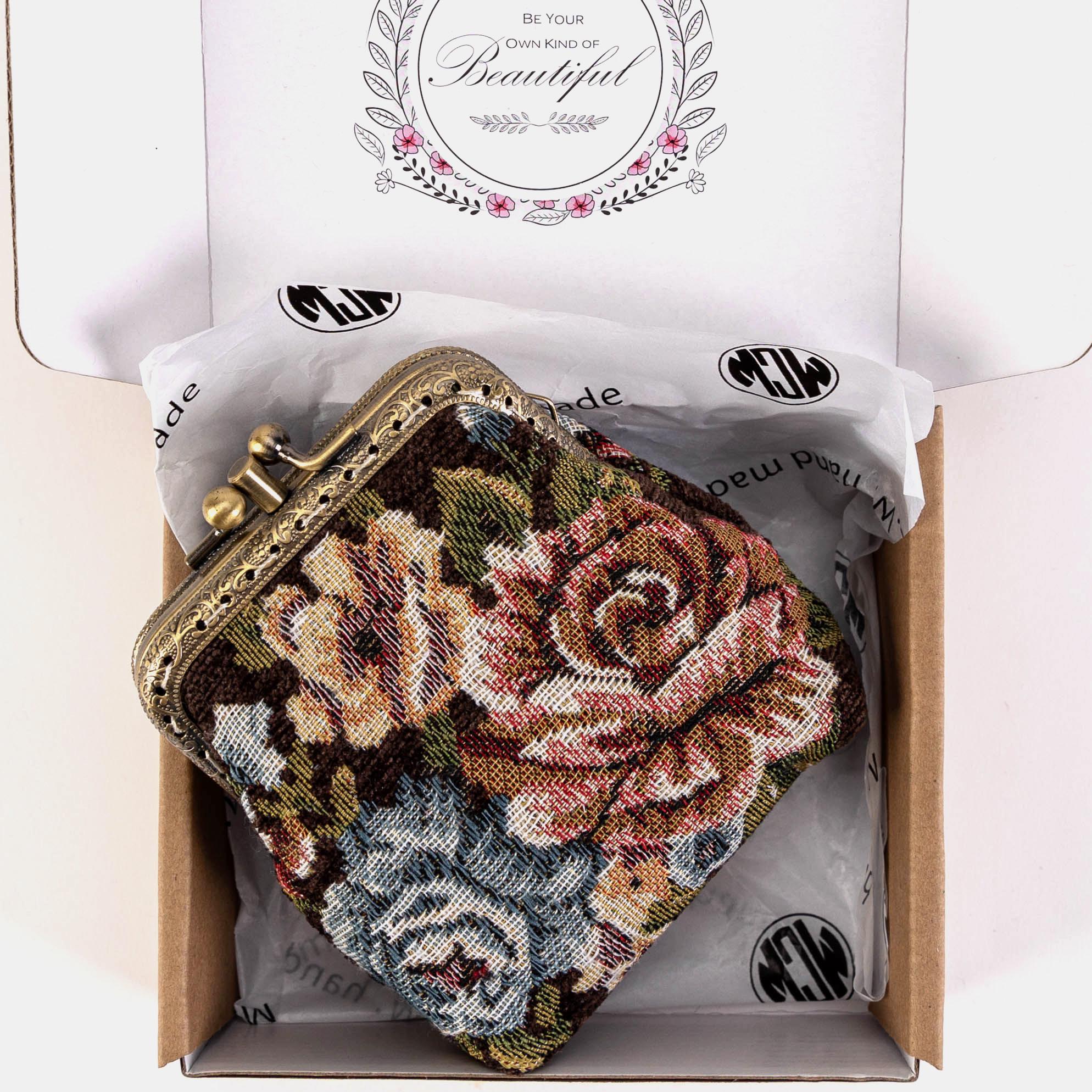 Handsewn Carpet Coin Purse-vintage Double Kiss Lock Wallet-ball