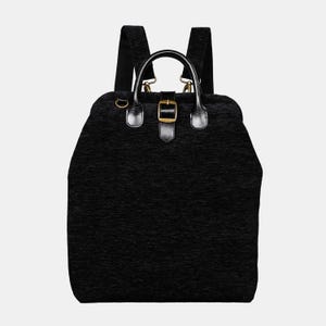 Handcrafted Carpet Backpack-Mary Poppins Carpet Bag-Laptop Bag-Work Bag- Solid Black