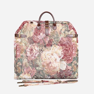 Carpet Carry-On Foldable Garment Bag-Elegant Travel Bag with Organizer Pockets for Dresses,Suits & Accessories-Rose Rush
