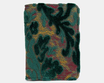 Housse pour passeport personnalisée en velours découpé - Porte-passeport vintage - Organisateur de passeport tapisserie - Porte-passeport de voyage - Velours Burnout Vert Jade