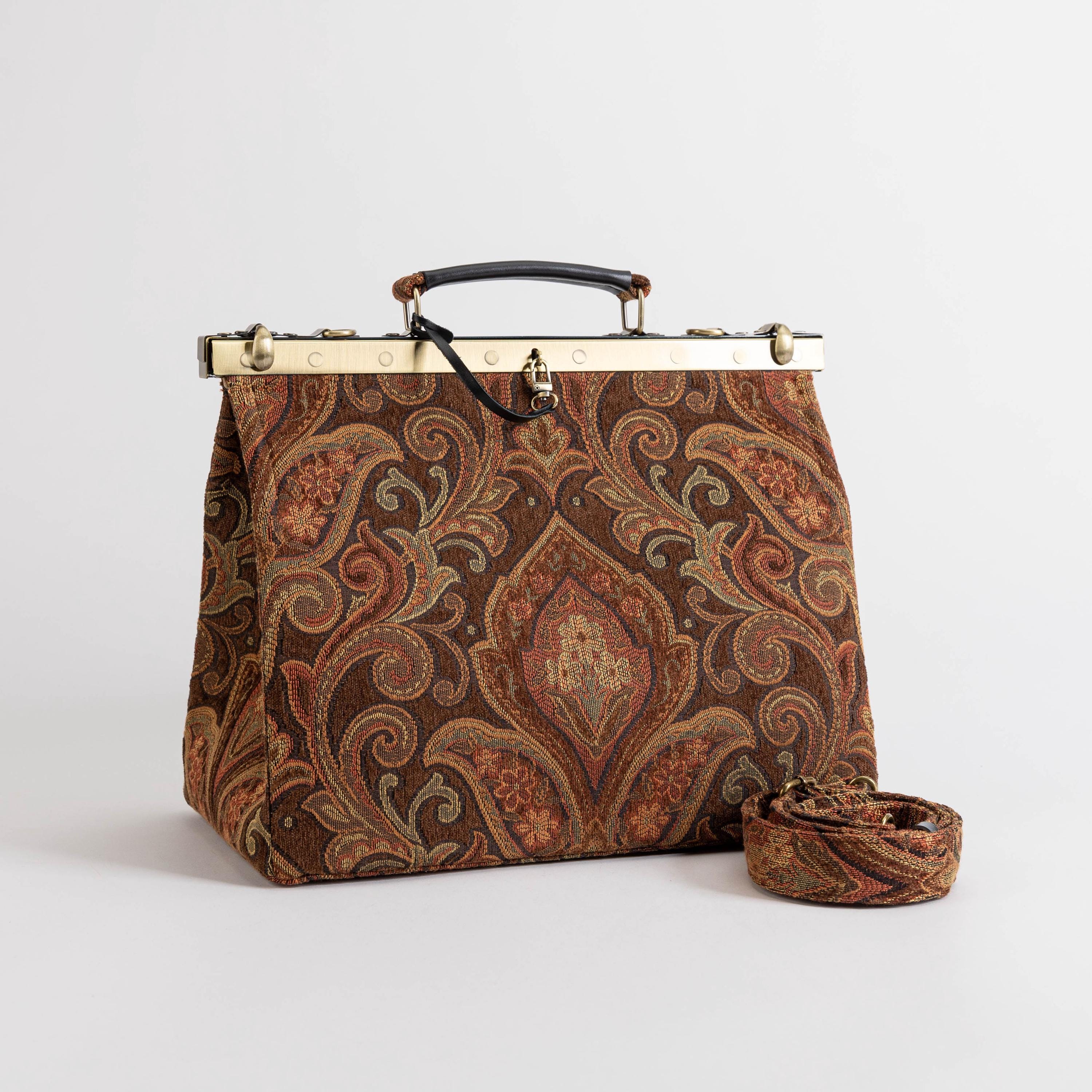 Gladstone Bag carpet Doctor Bag victorian Weekender Bag shoulder Frame Bag celine Damask D. Brown Etsy UK