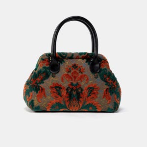Cartable en moquette - Sac en moquette Mary Poppins - Sac à bandoulière à porter au quotidien - Velvet Revival Jade Burnout