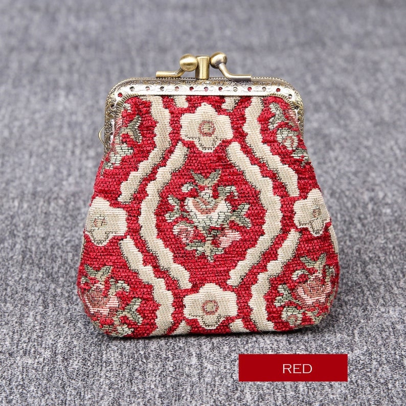 Handsewn Carpet Coin Purse-vintage Double Kiss Lock Wallet-ball Snap ...