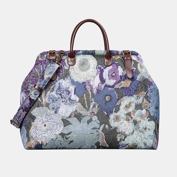 Large Carpet Travel Bag-Mary Poppins Travel Bag-Carpet Luggage-Carpet Bag Luggage--Abstract Blue