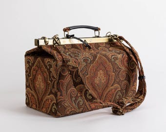 Gladstone Bag-carpet Doctor Bag-victorian Weekender Bag-shoulder