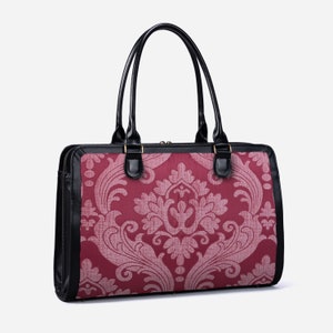 Borsa da viaggio artigianale - Borsa da lavoro per donna - Borsa da lavoro per laptop - Borsa multiscomparto per laptop, cartelle e cancelleria - Queen Rose Pink