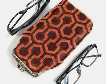 Handsewn Carpet Eyeglasses Case-Vintage Double Kiss Lock Sunglasses Bag-Vintage Sunglasses Pouch-&quot;The Shining&quot; Overlook Hotel