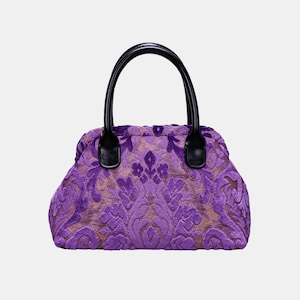 Cartable en tapis-Sac mary Poppins en forme de tapis-Sac à bandoulière à porter tous les jours-Velours Burnout Violet