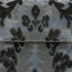 Handcrafted Carpetbag-Top Handle Bag-Satchel with front Flap-Shoulder Bag-Burnout Velvet Steel Blue texture