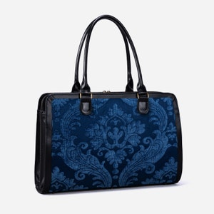 Borsa da viaggio artigianale - Borsa da lavoro per donna - Borsa da lavoro per laptop - Borsa multiscomparto per laptop, cartelle e cancelleria - Blu reale Queen