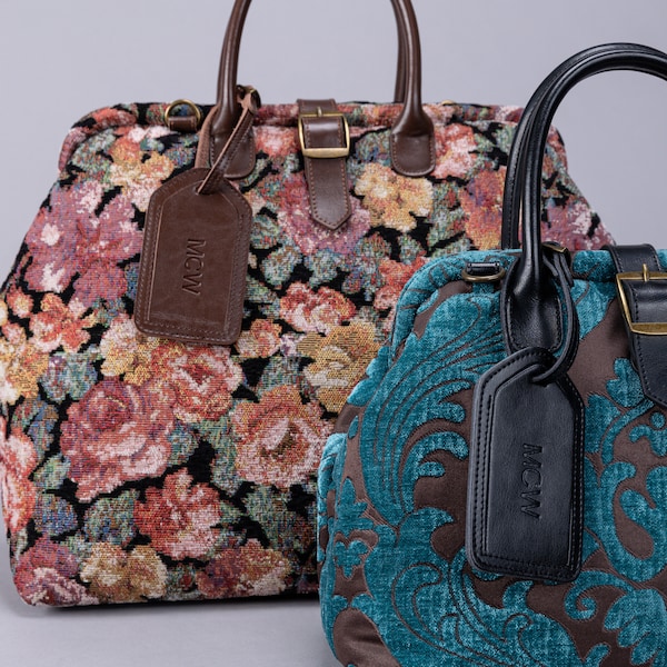 Personalisierter Leder Gepäckanhänger mit geprägtem Teppich Taschenanhänger