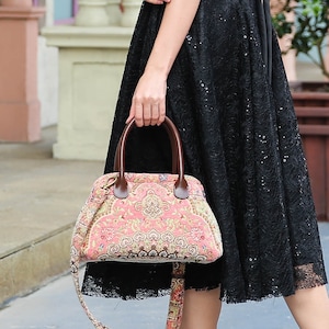 Cartable en tapis-Sac mary Poppins en forme de tapis-Sac à bandoulière pour le transport de tous les jours-Rose oriental