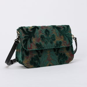 Fabriqué à la main en tapis-sac à bandoulière-sac à bandoulière avec rabat-sac messager-Velours Burnout vert jade