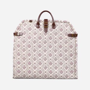 Carpet Carry-On Foldable Garment Bag- Elegant Travel Bag with Organizer Pockets for Dresses, Suits & Accessories- Traditional Cream