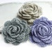 Crochet roses - 3 handmade crochet flowers in beige, gray and blue, scarpbooking flowers, wedding flowers, home decor, rose appliques