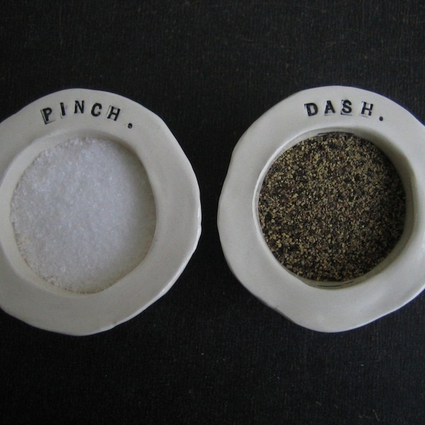 PINCH and DASH salt and pepper cellars.