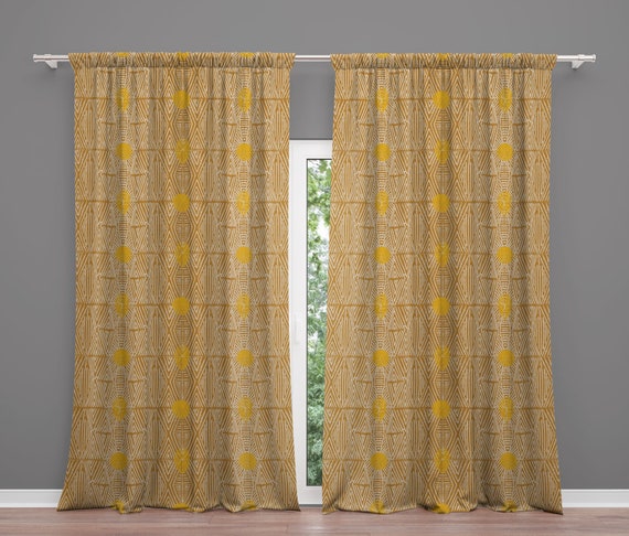 Yellow African Print Curtains Drapery Window Treatment Etsy