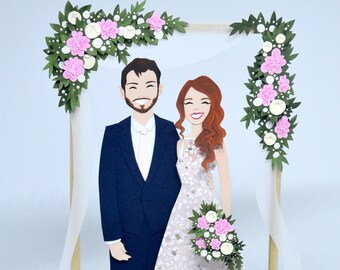 Adorno para tarta de novios con arco tradicional, adorno para tarta de boda, adorno para tarta personalizado, decoración de boda personalizada