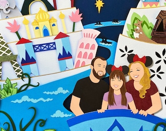 Little World Art Print, retrato familiar personalizado,
