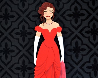 Lámina recortada de papel de Pretty Woman, ilustración de Vivian Ward