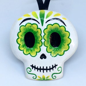 Green, Sugar Skull Decor, Day of the Dead, Halloween Decoration, Skull