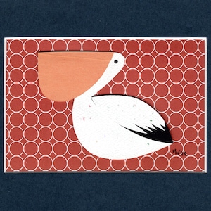 Original Pelican Cutout, Matted Bird Art, Handmade Illustration