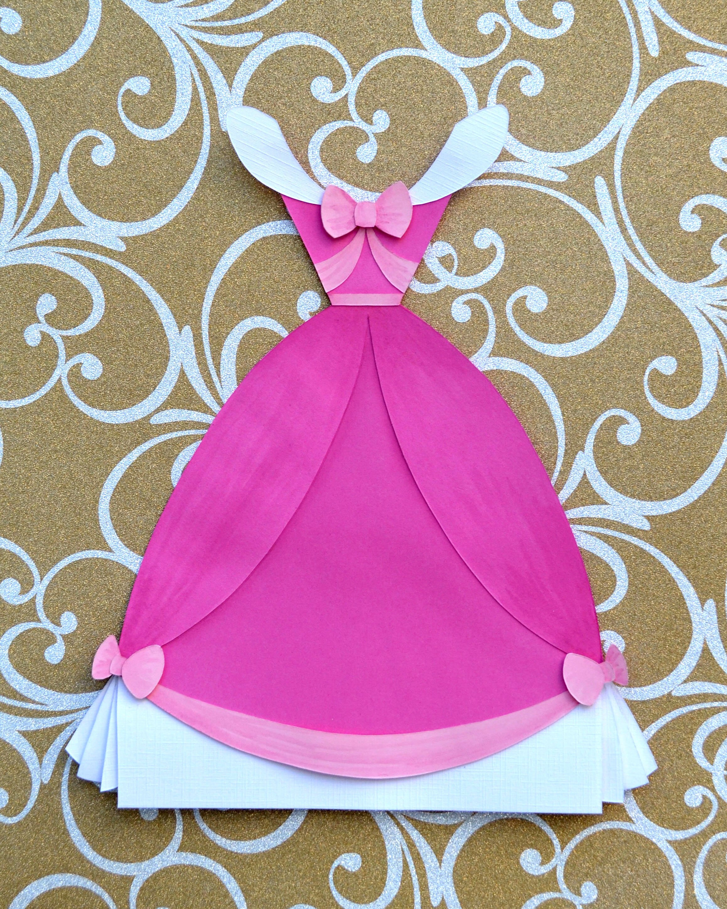 Princess Dress Cutout Print, Pink Gown Illustration Etsy