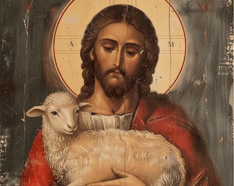 Jesus The Good Shepherd Iconography: Christian Art Print (Digital Download)