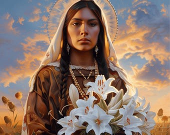 Saint Kateri Tekakwitha Art: Catholic Wall Decor (JPG PNG PDF Digital Download)